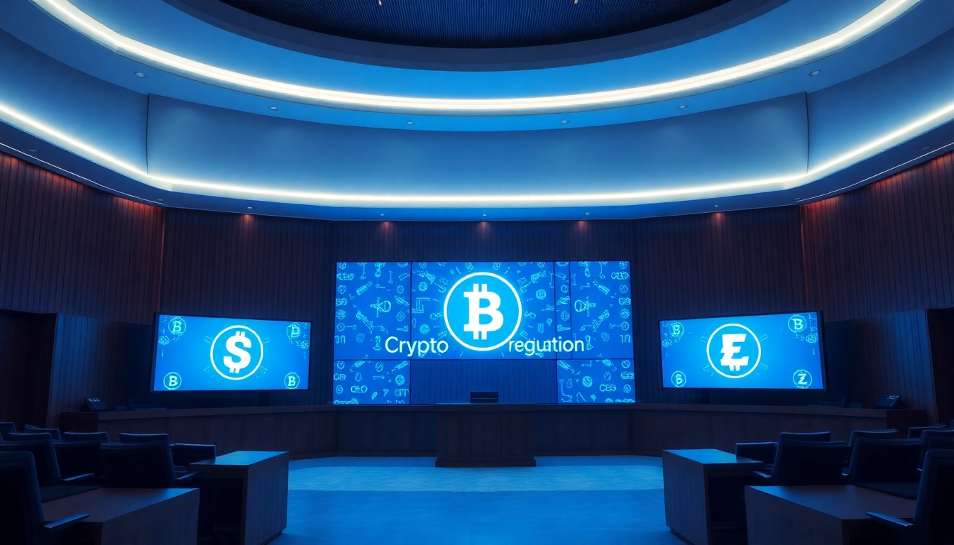Crypto regulation professionals analyzing digital legal frameworks in a modern workspace to