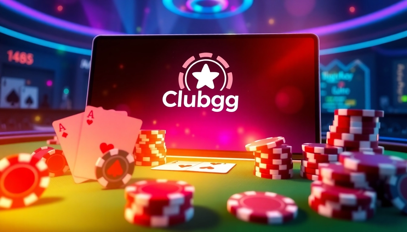 Engaging image of online poker chips and cards to highlight Clubgg poker’s vibrant gaming environment and community engagement.