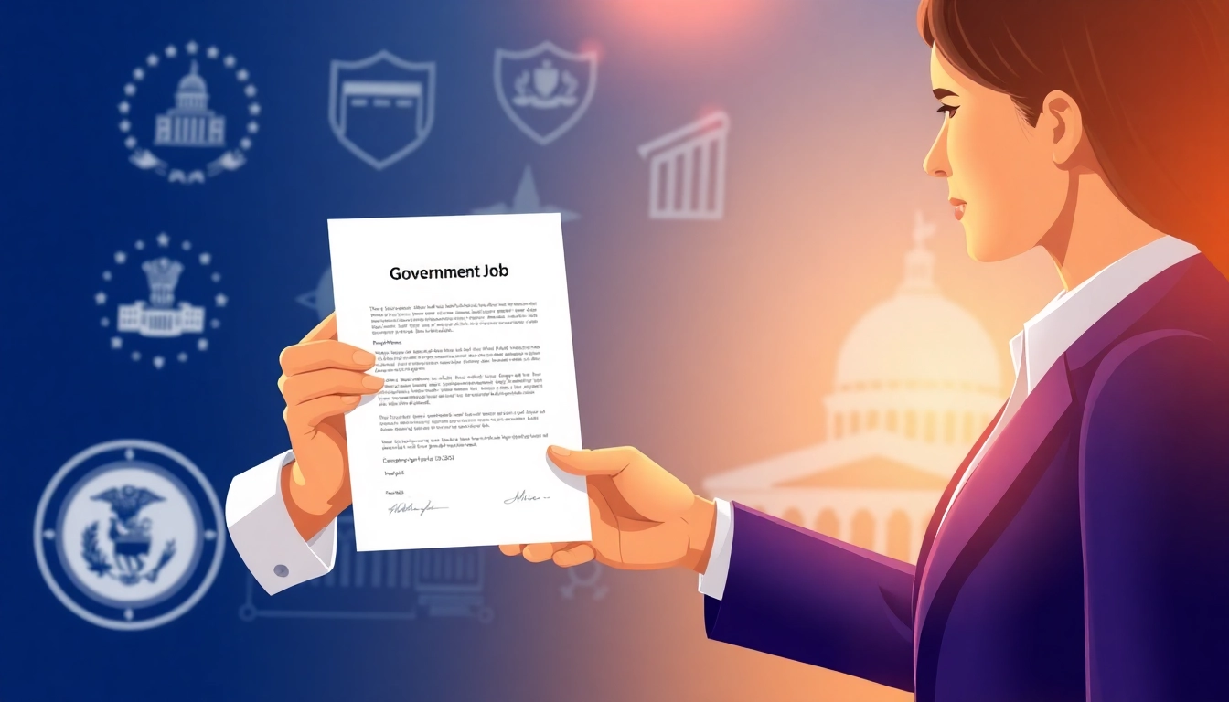 Free Job Alert notification shown on a smartphone screen, with official government icons and a