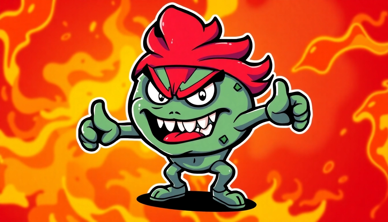 Dynamic image of Angry Pepe Meme Coin mascot engaging with GambleFi elements to attract crypto